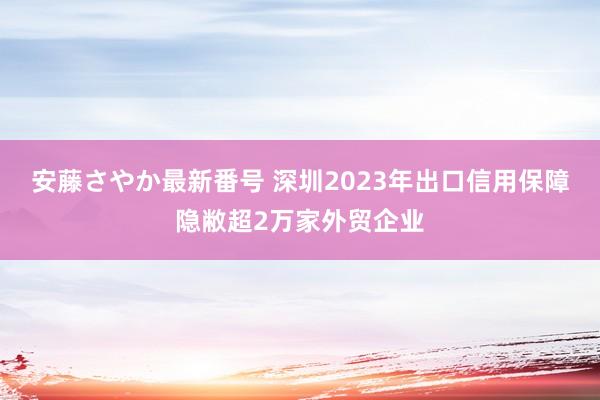 安藤さやか最新番号 深圳2023年出口信用保障隐敝超2万家外贸企业