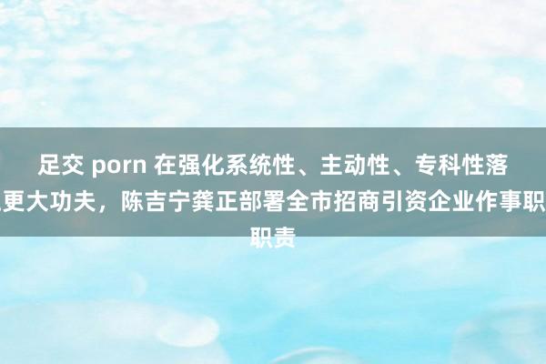 足交 porn 在强化系统性、主动性、专科性落魄更大功夫，陈吉宁龚正部署全市招商引资企业作事职责