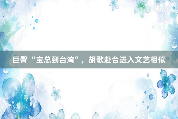 巨臀 “宝总到台湾”，胡歌赴台进入文艺相似