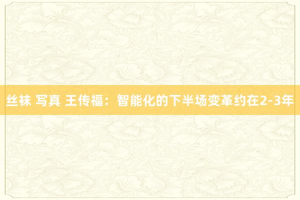 丝袜 写真 王传福：智能化的下半场变革约在2-3年