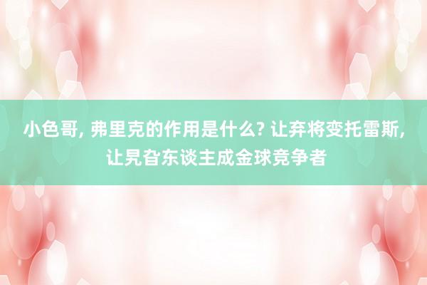 小色哥， 弗里克的作用是什么? 让弃将变托雷斯， 让旯旮东谈主成金球竞争者